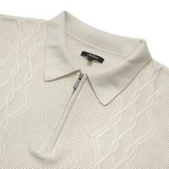 FRYE LONG SLEEVE KNIT POLO -Golf Equipment Shop FryeLSKnitPoloCream2