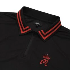 MALBON X BUDWEISER PERFORMANCE ZIP POLO -Golf Equipment Shop M 8578 BLK RED 2